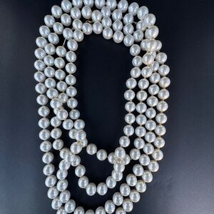 Vintage 41" Faux Pearl Rope Necklace Individually Knotted Flapper Classic